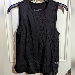 Women's black athletic tank top with mesh detailing size xs